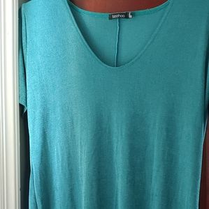 Blue knit short sleeve top